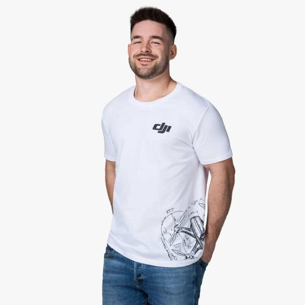 DJI Triko bílé - dron bok - XL 