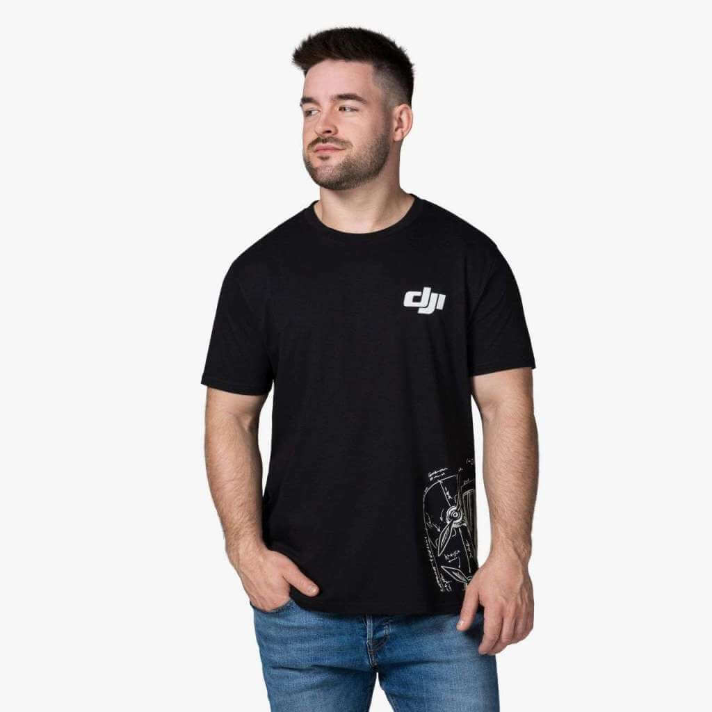 DJI Triko černé - dron bok - XXL 